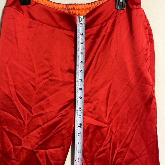 Gretchen Scott Women's Wide Leg Silk Satin Pull-On Pants Red- Size M - Picture 7 of 9